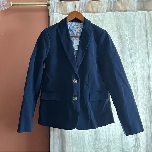 J. Crew Cotton Blend Two Button Blazer Navy Blue Suit Jacket NWT Size 4 - Picture 1 of 7